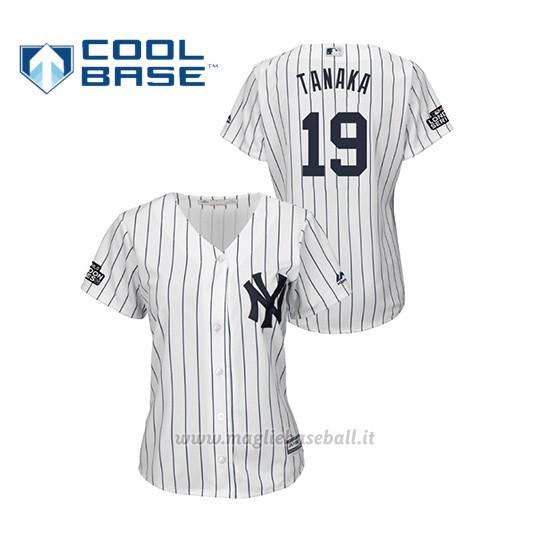 Maglia Baseball Donna New York Yankees 19 Masahiro Tanaka Cool Base 2019 London Series Bianco